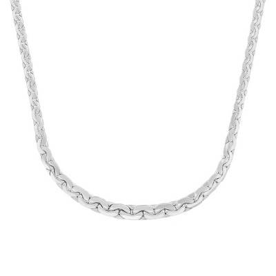 Chaîne Maille Haricot Plate, Or Blanc 750, Largeur 3 mm et Longueur 40 cm - Manillon