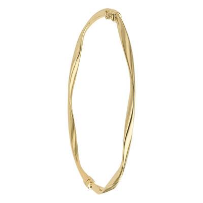 Bracelet Jonc Ovale Plat Torsadé en Or Jaune 375, Diamètre 60,00 mm, Largeur 2,90 mm - Emanessence