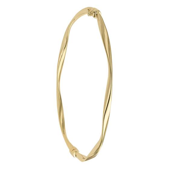 Bracelet Jonc Forçat Ajustable - Plaqué Or Jaune 18 Carats - 64mm - Bijouterie Papillon Bleu - Neuf