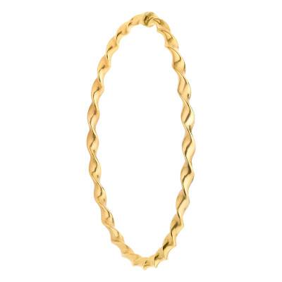 Round Twisted 375 Yellow Gold Bangle Bracelet, Diameter 74 mm, Width 8 mm - Emanessence