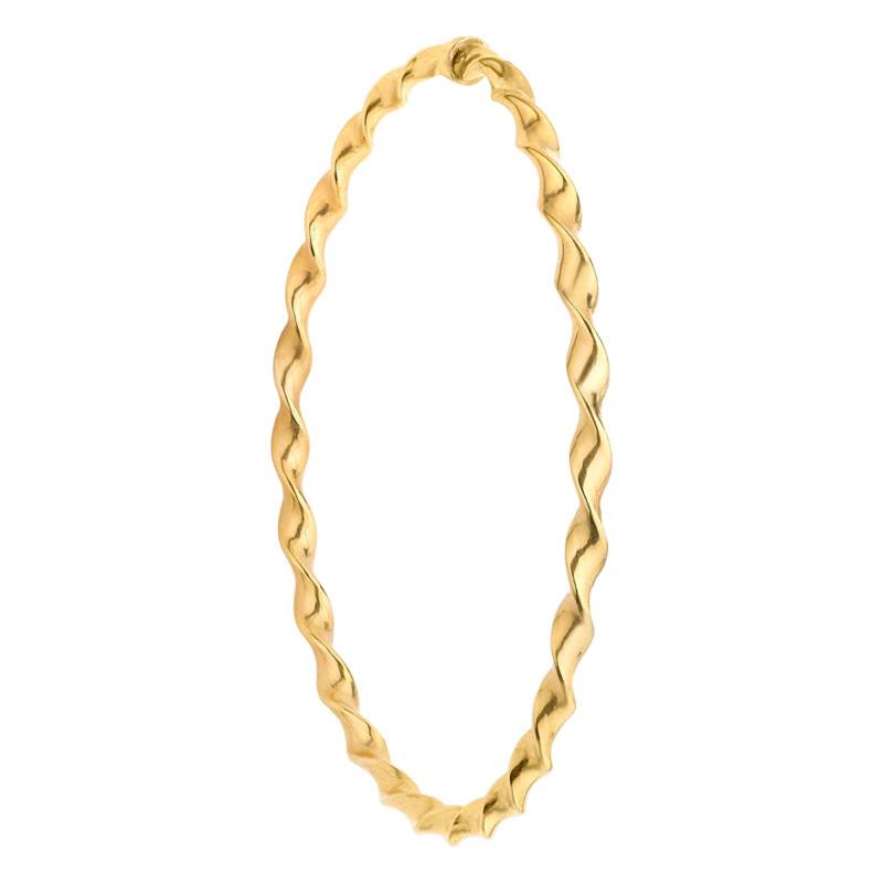Round Twisted 375 Yellow Gold Bangle Bracelet, Diameter 74 mm, Width 8 mm - Emanessence