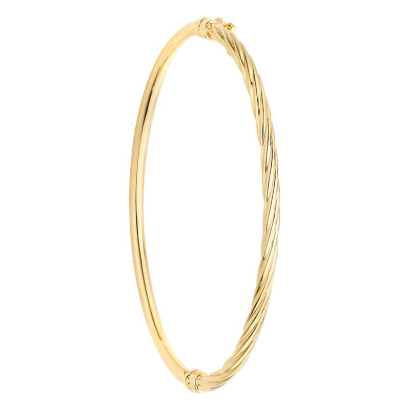 375 Yellow Gold Half-Twist Bangle Bracelet, 61 mm Diameter, 3 mm Width - Emanessence