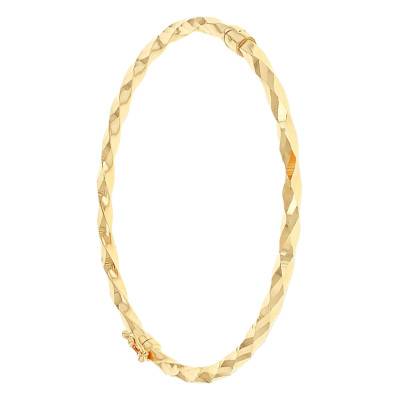 375/1000 Yellow Gold Faceted Bangle Bracelet, Diameter 65 mm, Width 3 mm - Emanessence