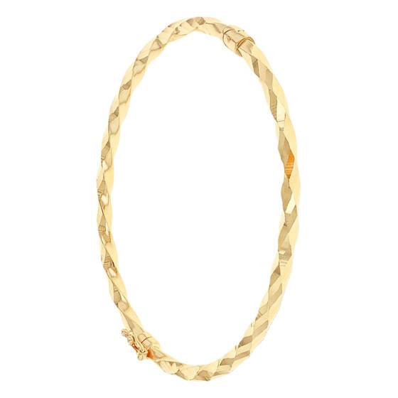 Bracelet Jonc Facetté Plaqué Or 18 Carats - Diamètre 62 Mm, Femme, Neuf Avec étiquettes