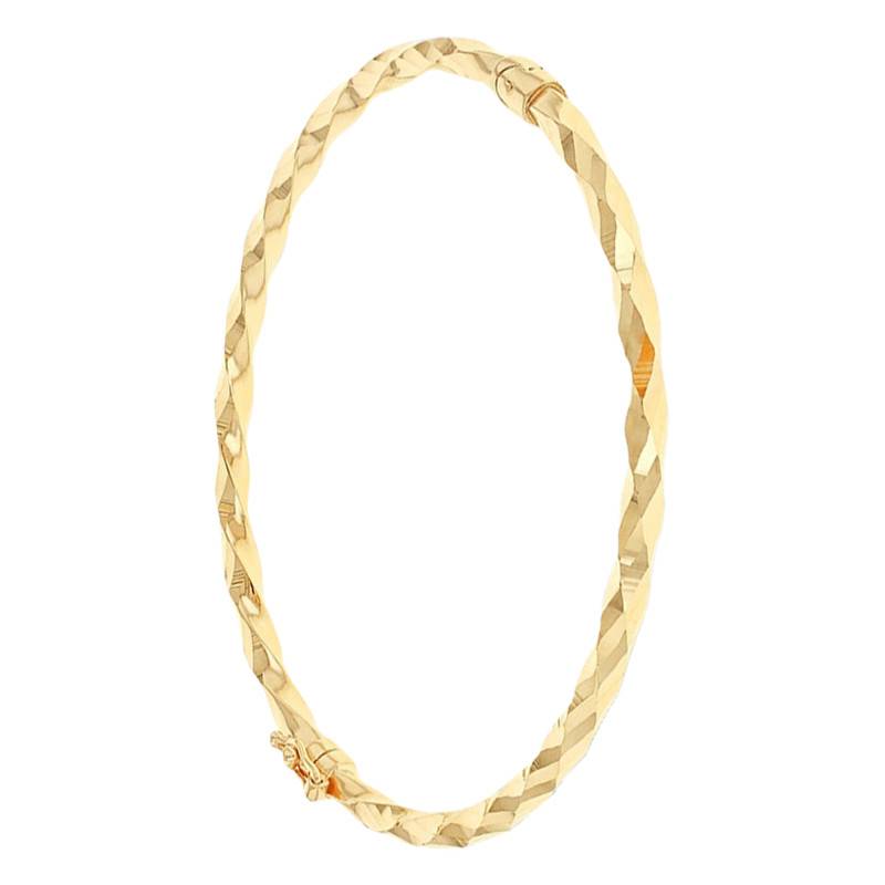 375/1000 Yellow Gold Faceted Bangle Bracelet, Diameter 65 mm, Width 3 mm - Emanessence