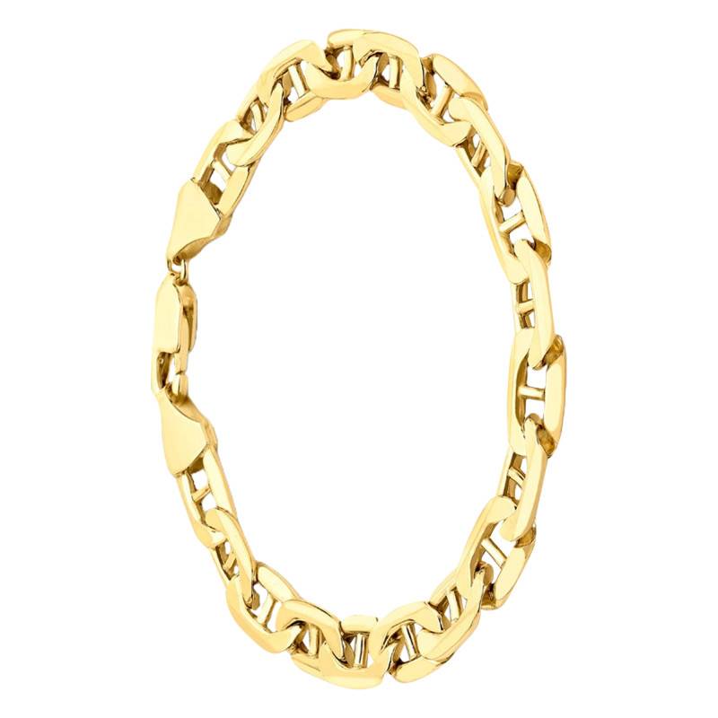 375/1000 Yellow Gold Mariner Chain Bracelet, Length 20 cm, Width 8.10 mm - Manillon