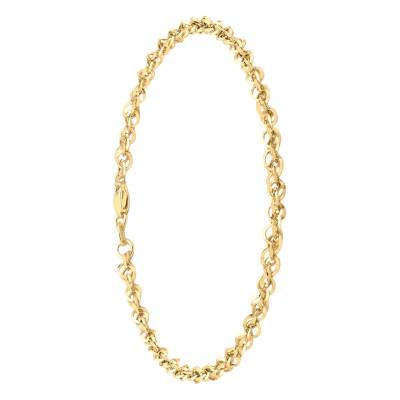 375/1000 Yellow Gold Diamond-Cut Prince of Wales Chain Bracelet, Length 19 cm, Width 3.10 mm - Manillon