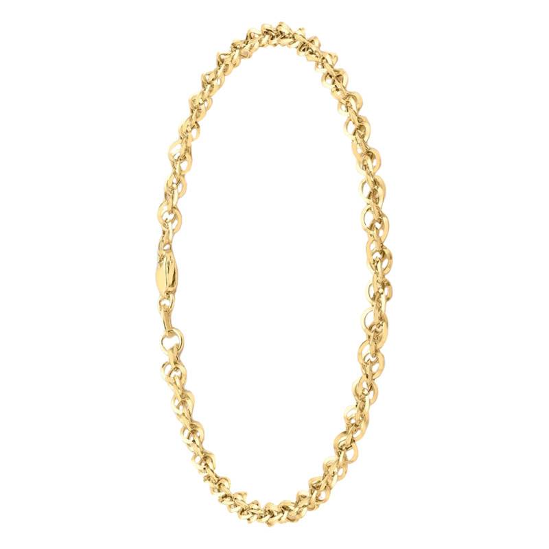 375/1000 Yellow Gold Diamond-Cut Prince of Wales Chain Bracelet, Length 19 cm, Width 3.10 mm - Manillon