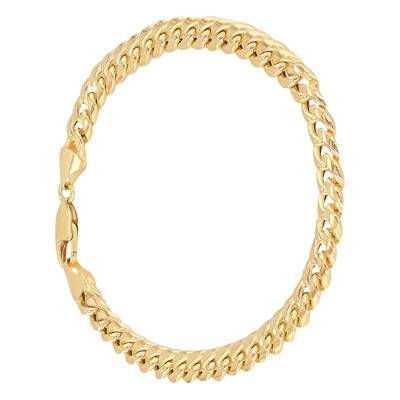 Bracelet Maille Cubaine en Or Jaune 375, Longueur 20 cm, Largeur 6 mm - Manillon