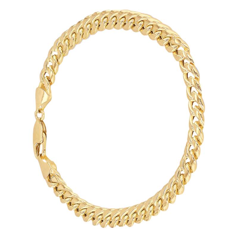 375 Yellow Gold Cuban Link Bracelet, Length 20 cm, Width 6 mm - Manillon