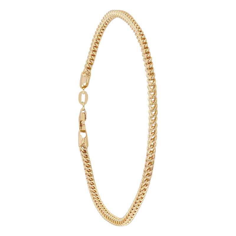 375/1000 Yellow Gold Franco Chain Bracelet, Length 20 cm, Width 2 mm - Manillon