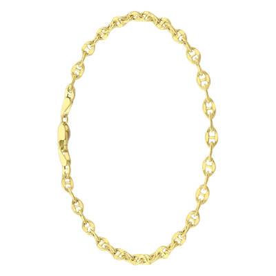375/1000 Yellow Gold Mariner Chain Bracelet, Length 19 cm, Width 3.30 mm - Manillon