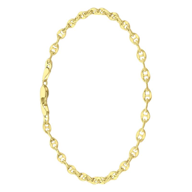 375/1000 Yellow Gold Mariner Chain Bracelet, Length 19 cm, Width 3.30 mm - Manillon