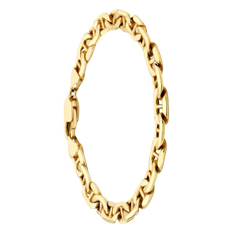 375/1000 Yellow Gold Flat Mariner Chain Bracelet, Length 20 cm, Width 7 mm - Manillon