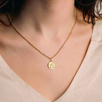 Médaille Ronde Ange en Or Jaune 750, Diamètre 14,50 mm - Lumiosa