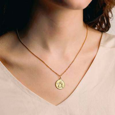 Médaille Ronde Ange Gardien en Or Jaune 750, Diamètre 18 mm - Lumiosa