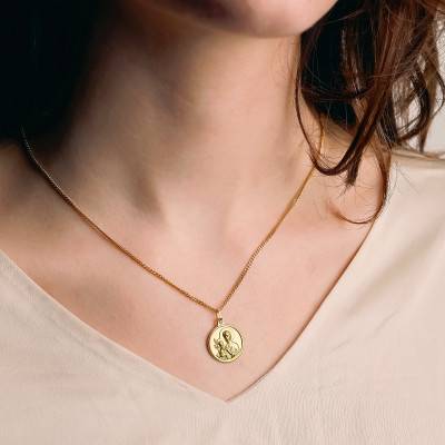 Médaille Ronde St. Joseph en Or Jaune 750, Diamètre 17 mm - Lumiosa