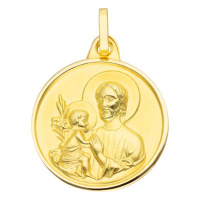 Médaille Ronde St. Joseph en Or Jaune 750, Diamètre 17 mm - Lumiosa