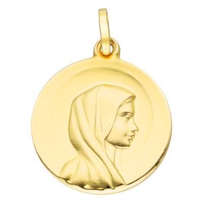 Médaille Vierge Ronde en Or Jaune 750, Diamètre 17,50 mm - Lumiosa
