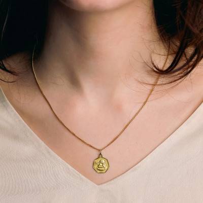 Médaille Hexagonale Ange en Or Jaune 750 - Lumiosa