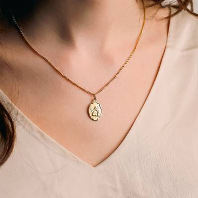 Médaille Ovale Ange en Or Jaune 750 - Lumiosa