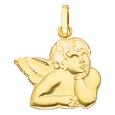 Pensive Guardian Angel Pendant in 750 Yellow Gold - Lumiosa