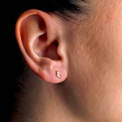 750 Yellow Gold & Cubic Zirconia Double Stud Earrings - Emanessence