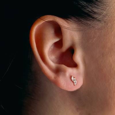 375 Yellow Gold & Cubic Zirconia Triple Earrings - Emanessence