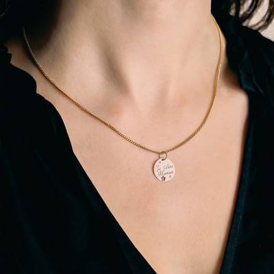 375/1000 Yellow Gold "Je t'aime Maman" Round Medal & White Zirconia, 15 mm - Lumiosa