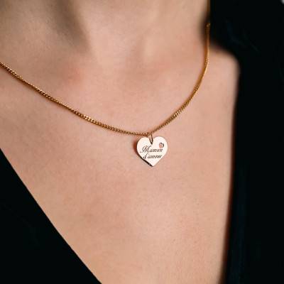375 Yellow Gold "Maman d'Amour" Heart Medal - Lumiosa