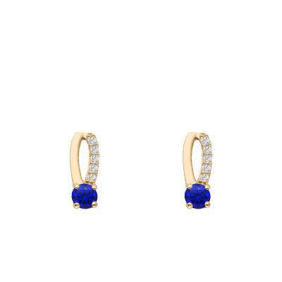 Boucles d'oreilles en Or Jaune 750, Saphirs & Diamants 0,05 ct - Aurora