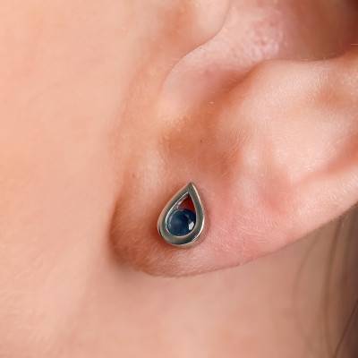 Boucles d'oreilles Gouttes en Or Blanc 750 & Saphirs - Aurora