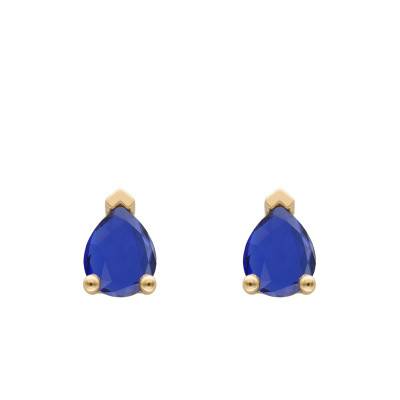 Boucles d'oreilles Poires en Or Jaune 750 & Saphirs - Aurora