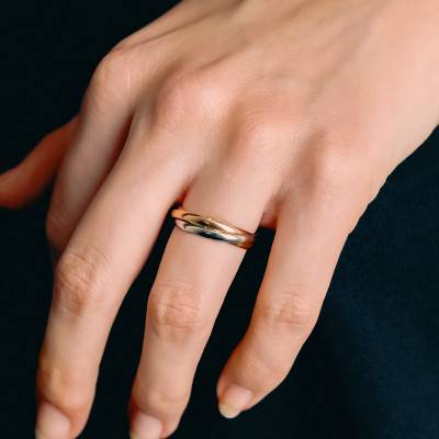 750/1000 Three-Gold Interlaced Standard Wedding Ring, 2 mm Width - Fair'Belle
