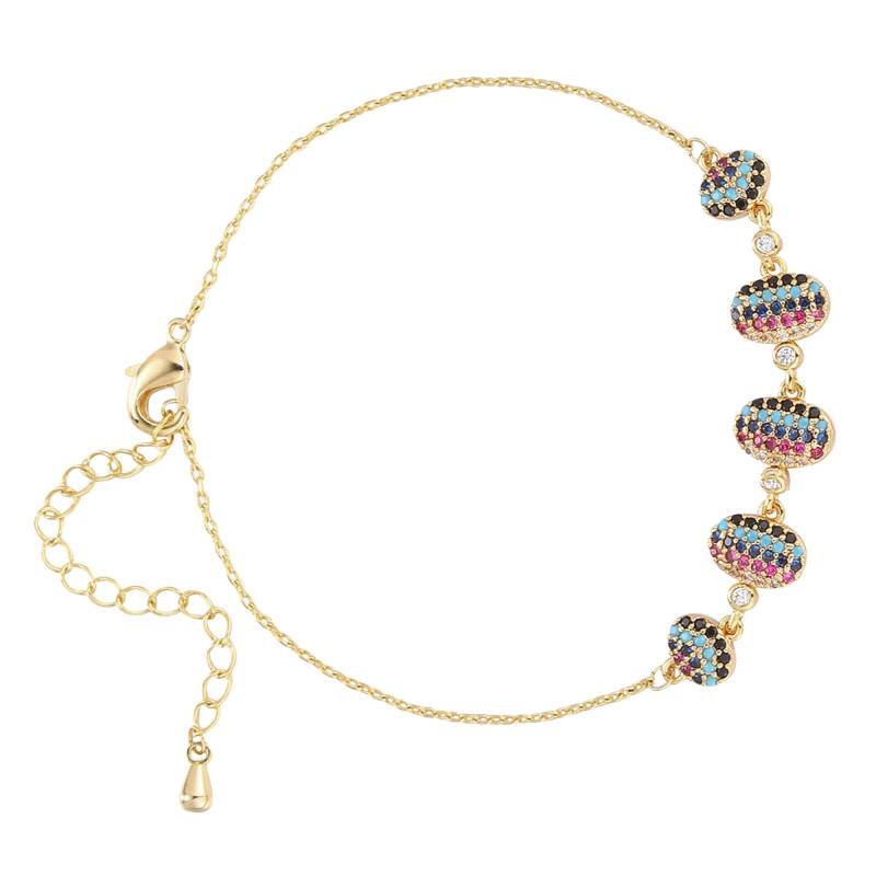 Bracelet Beeps Doré & Zircons, Longueur Ajustable - Hipanema