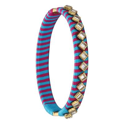 Bracelet Minati en Acier Doré & Polyester Bleu - Hipanema