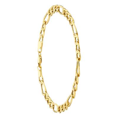 375/1000 Yellow Gold Hollow Figaro 1-3 Chain Bracelet, 19 cm, 6 mm - Manillon