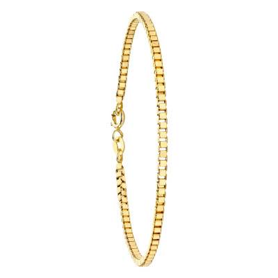 375 Yellow Gold Hollow Box Chain Bracelet, Length 19 cm, Width 2 mm - Manillon