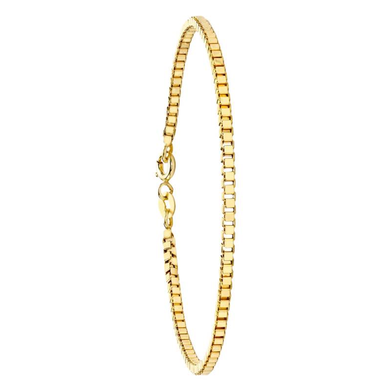 375 Yellow Gold Hollow Box Chain Bracelet, Length 19 cm, Width 2 mm - Manillon