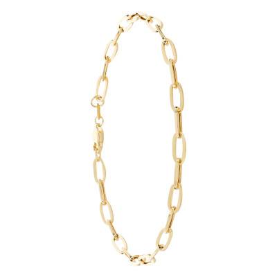 375 Yellow Gold Flat Oval Link Bracelet, Length 19 cm, Width 3,50 mm - Manillon