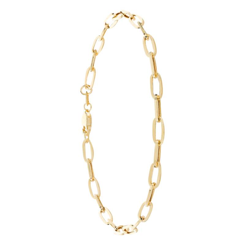 375 Yellow Gold Flat Oval Link Bracelet, Length 19 cm, Width 3,50 mm - Manillon