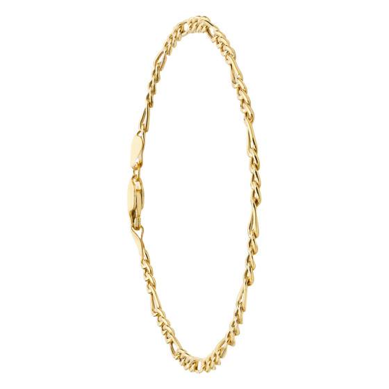 Bracelet De Cheville En Or Jaune 9 Carats - Chaîne Figaro Creuse, Longueur 25.4 Cm (10"), Fabrication Italienne