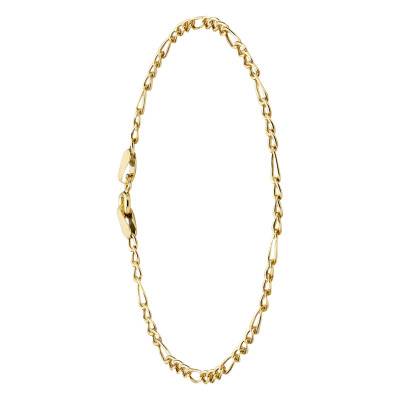 375/1000 Yellow Gold Hollow Figaro Chain Bracelet 1-3, 18 cm, 2 mm - Manillon