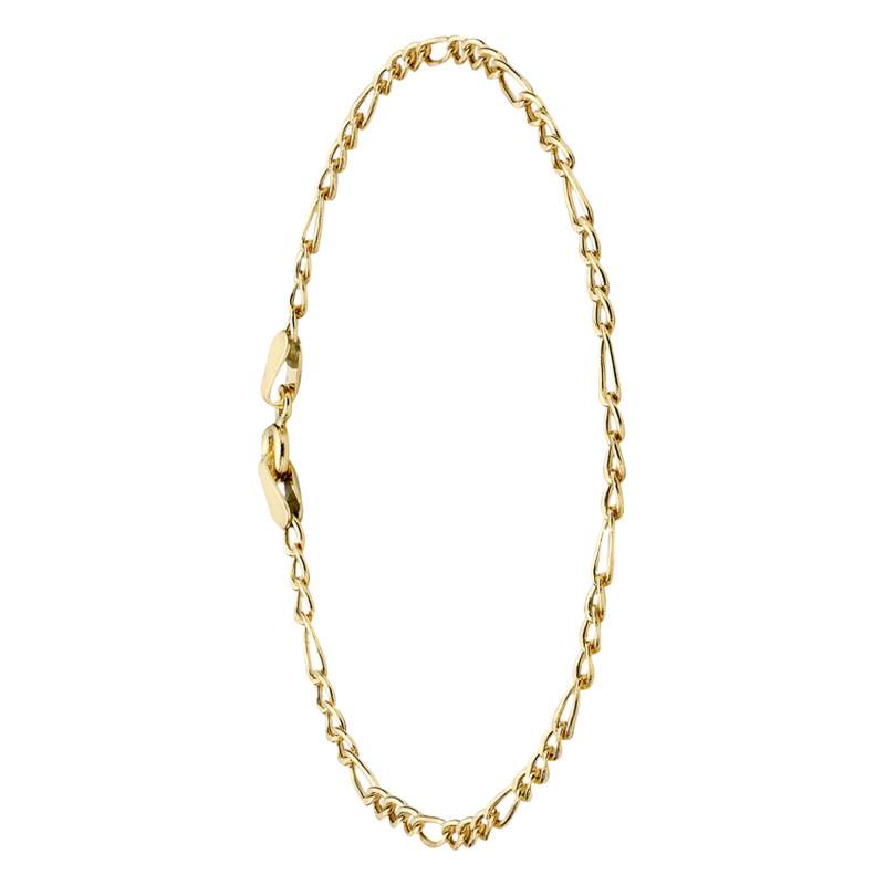 375/1000 Yellow Gold Hollow Figaro Chain Bracelet 1-3, 18 cm, 2 mm - Manillon