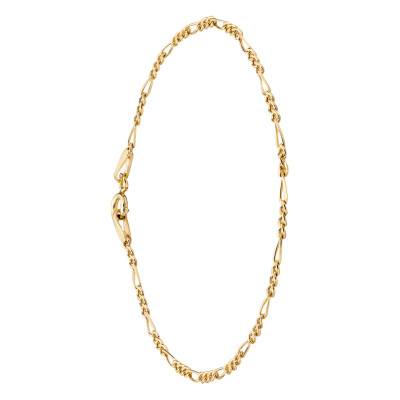 Bracelet de Cheville Maille Figaro 1-3 Creuse en Or Jaune 375, Longueur 23 à 25,50 cm, Largeur 2 mm - Manillon