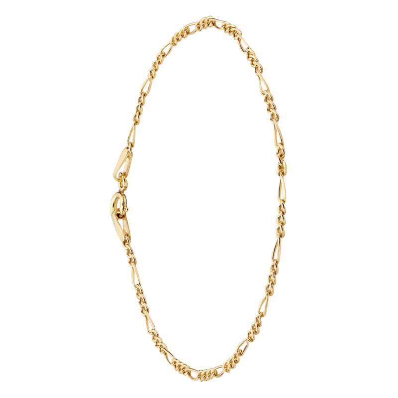 375/1000 Yellow Gold Hollow Figaro 1-3 Chain Bracelet, Length 18 cm, Width 2 mm - Manillon