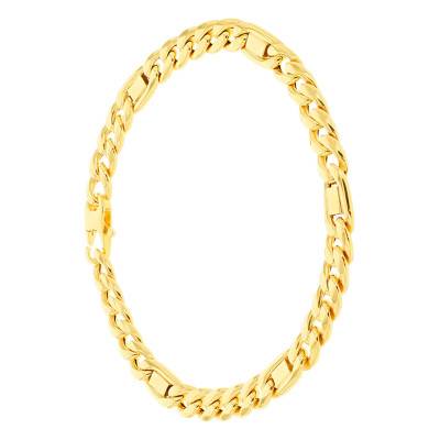 375/1000 Yellow Gold Curb Chain Bracelet, Length 21 cm, Width 6 mm - Manillon