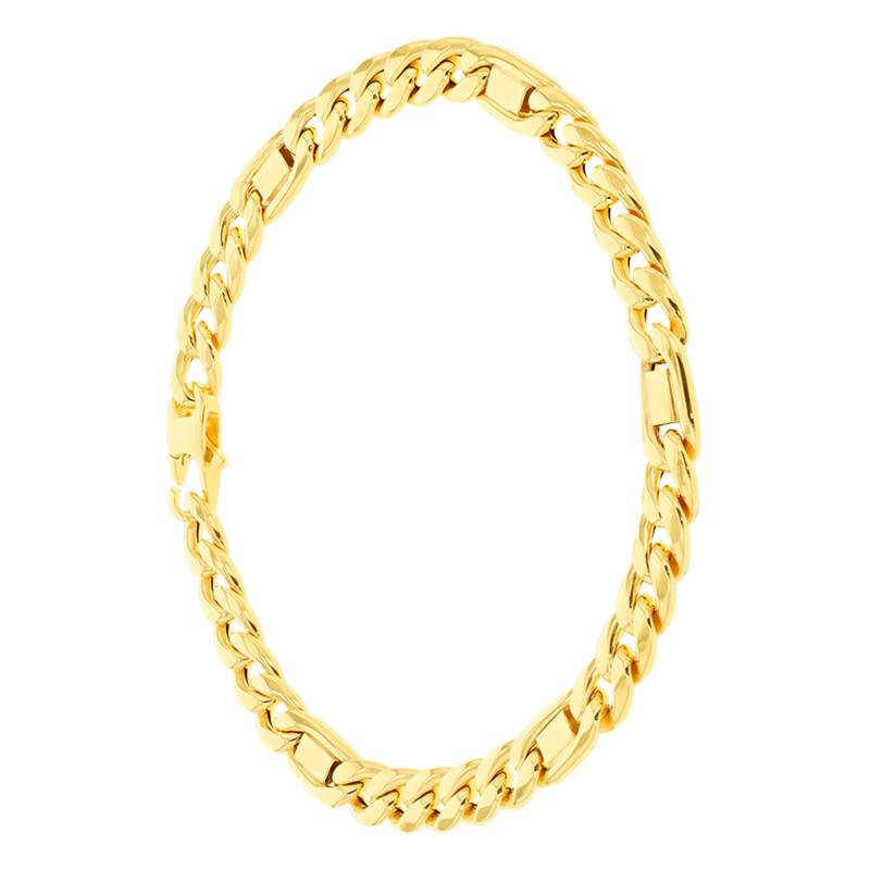 375/1000 Yellow Gold Curb Chain Bracelet, Length 21 cm, Width 6 mm - Manillon