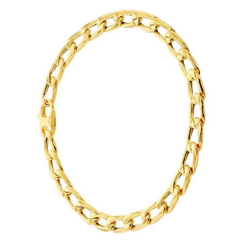 375/1000 Yellow Gold Oval Link Chain Bracelet, Length 21 cm, Width 6 mm - Manillon