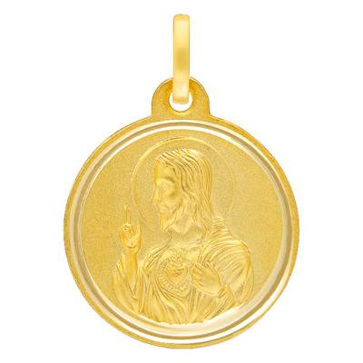 750/1000 Yellow Gold Bezel Christ Profile Medal, Diameter 14 mm to 24 mm - Lumiosa